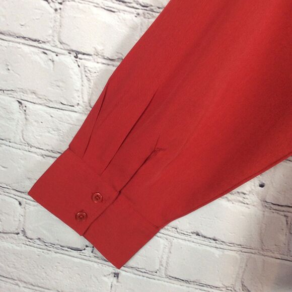 Cato Women’s Plus Size 22/24 Button Up Blouse Red Long Sleeve Stretch Fitted - Picture 7 of 10